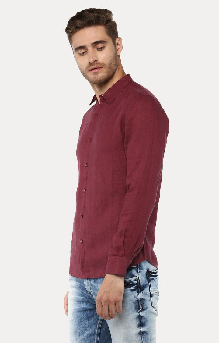 Spykar Men'S Red Cotton Solid Casual Shirts