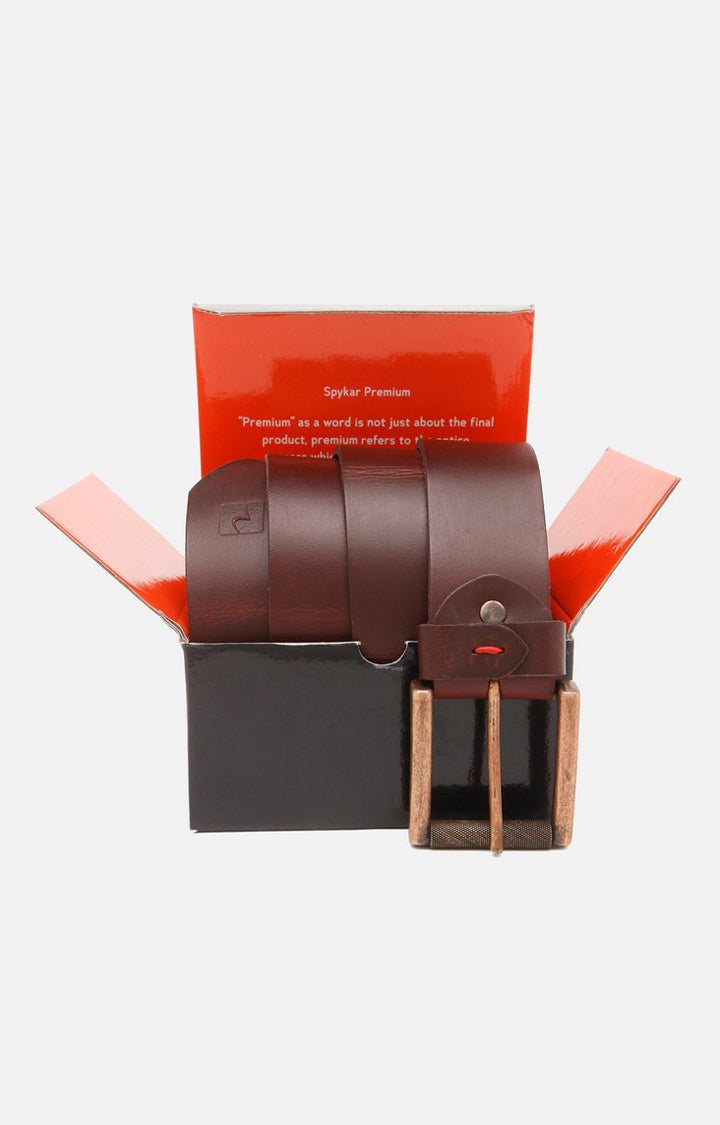 Spykar Men Wine Genuine Leather Belt