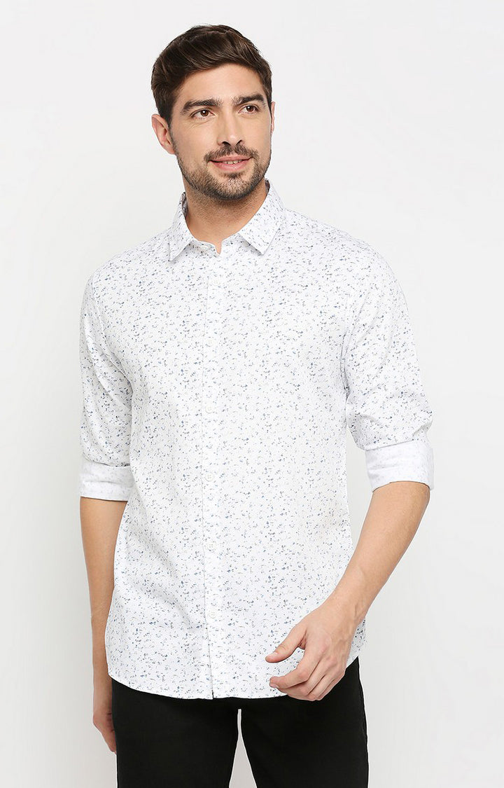 Spykar Men White Cotton Regular Fit Full Sleeve Casual Shirt