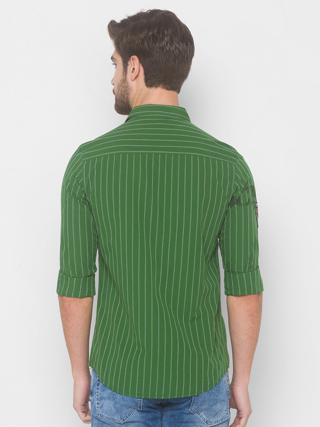 Spykar Men Cactus Green Cotton Slim Fit Shirt