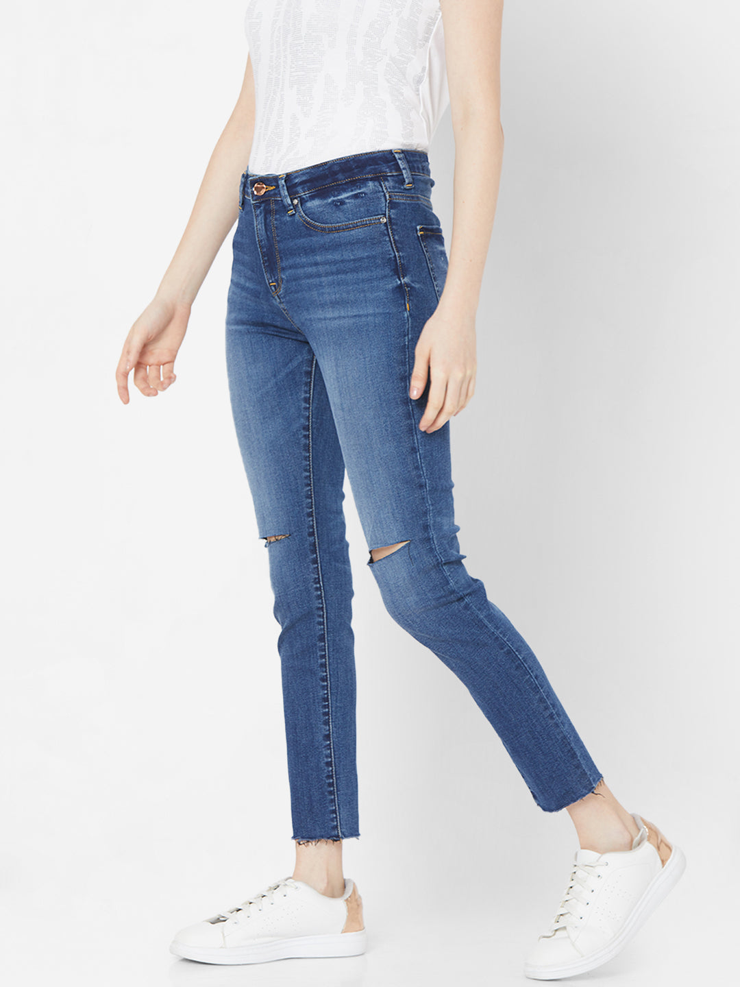 Spykar Women Mid Blue Solid Skinny Mid-Rise Jeans (Adora)