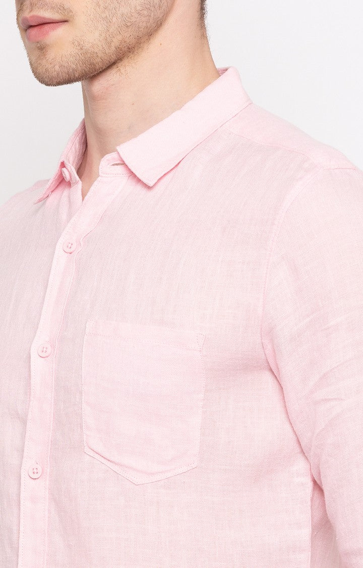 Spykar Men'S Pink Cotton Solid Casual Shirts