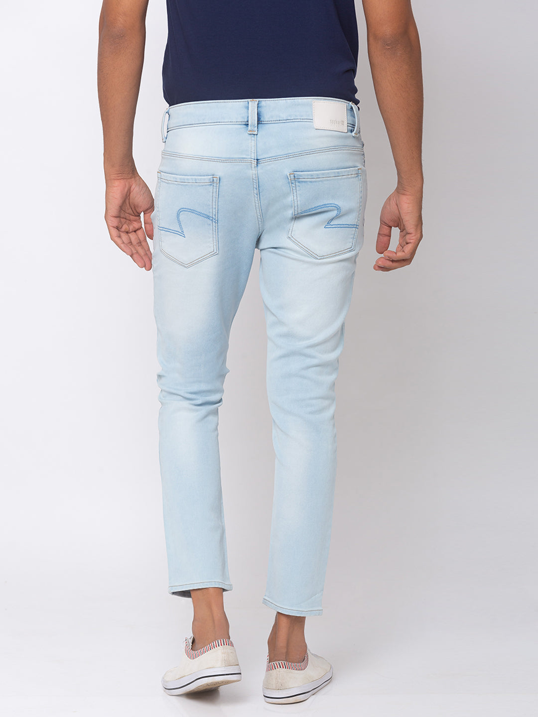 Spykar Men Light Blue Slim Fit Tapered Length Mid Rise Jeans(Kano)