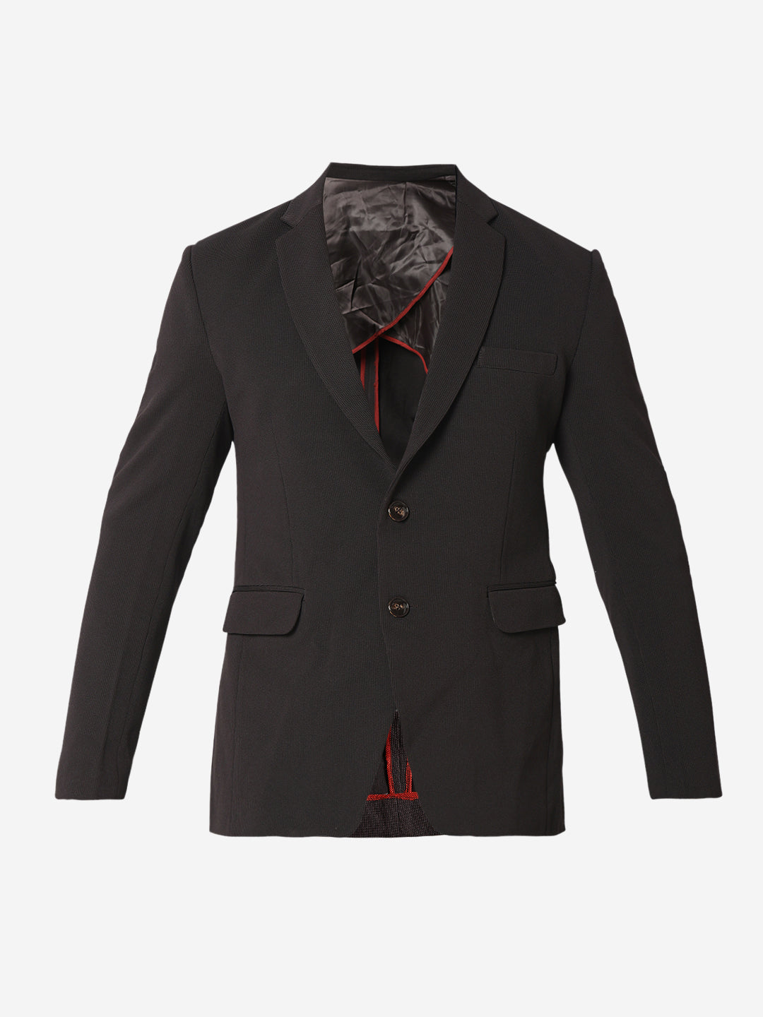 Spykar Men Black Cotton Slim Fit Blazer