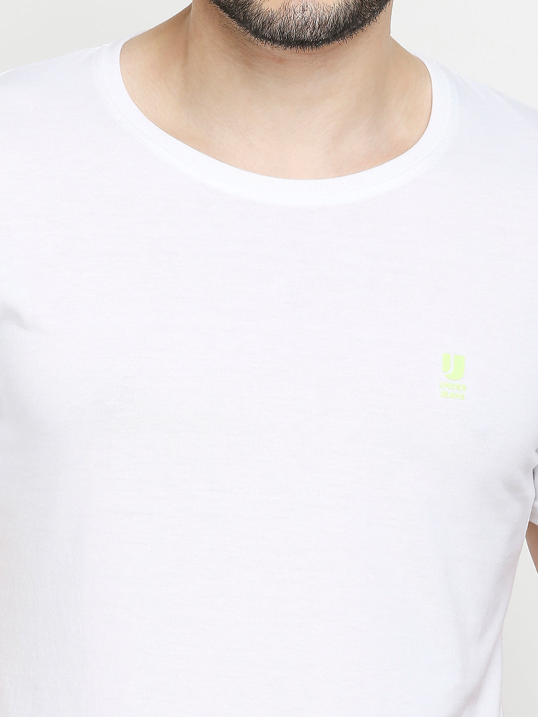 Men Premium White & Wine Cotton Regular Fit Round Neck T-Shirts - Pack Of 2 - Underjeans By Spykar