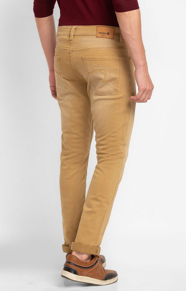 Spykar Sand Cotton Slim Fit Narrow Length Jeans For Men (Skinny)