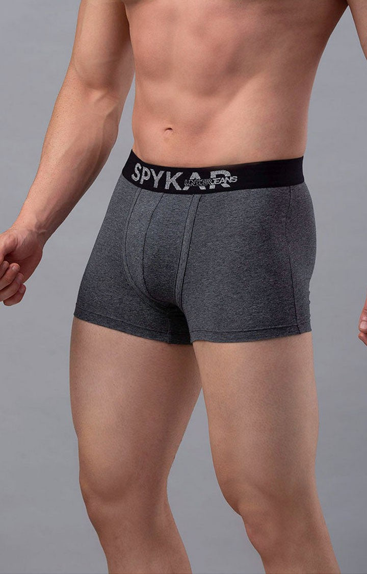 Underjeans By Spykar Men Grey Solid Trunks