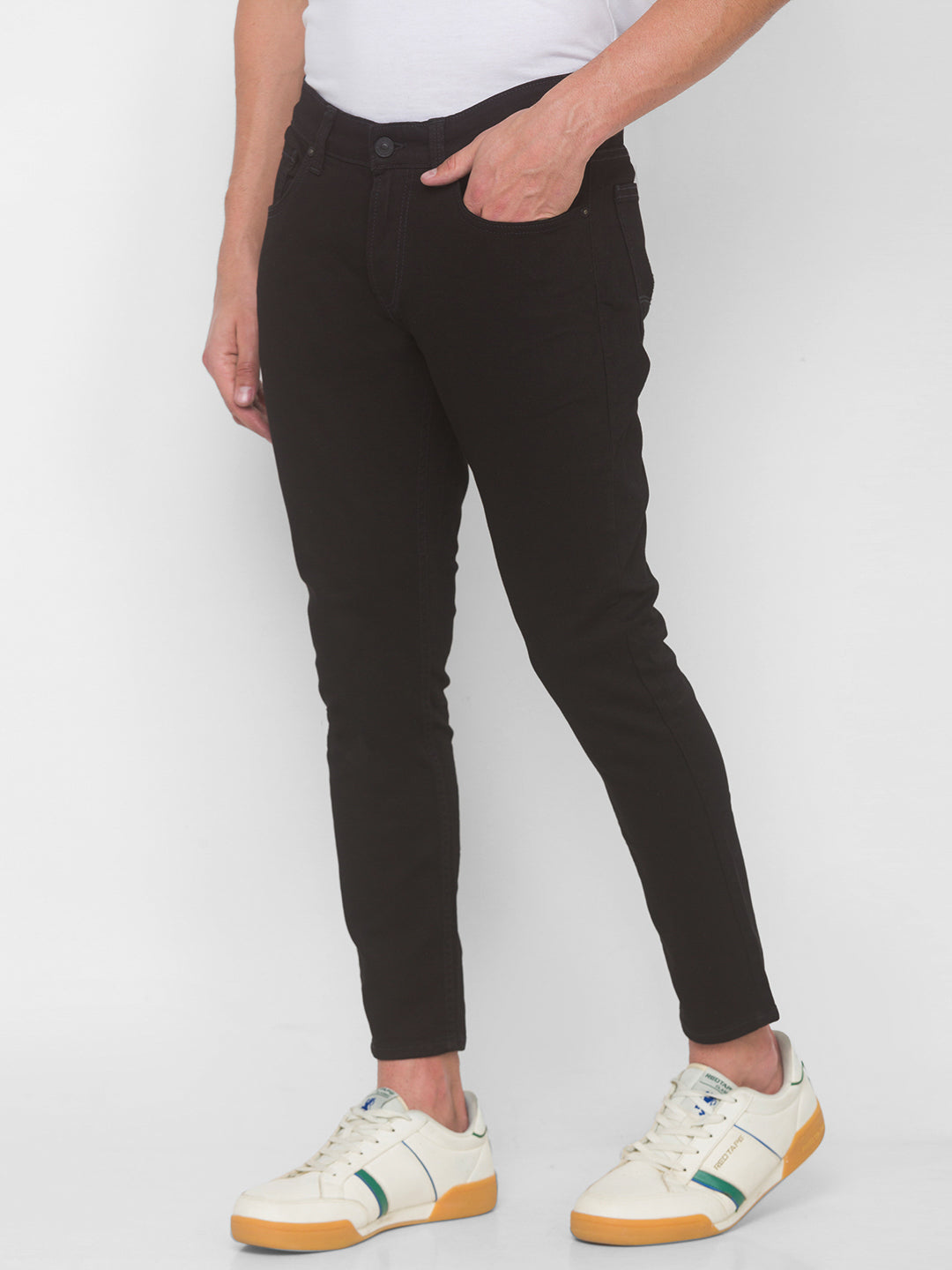 Spykar Men Black Solid Slim Mid-Rise Jeans (Kano)