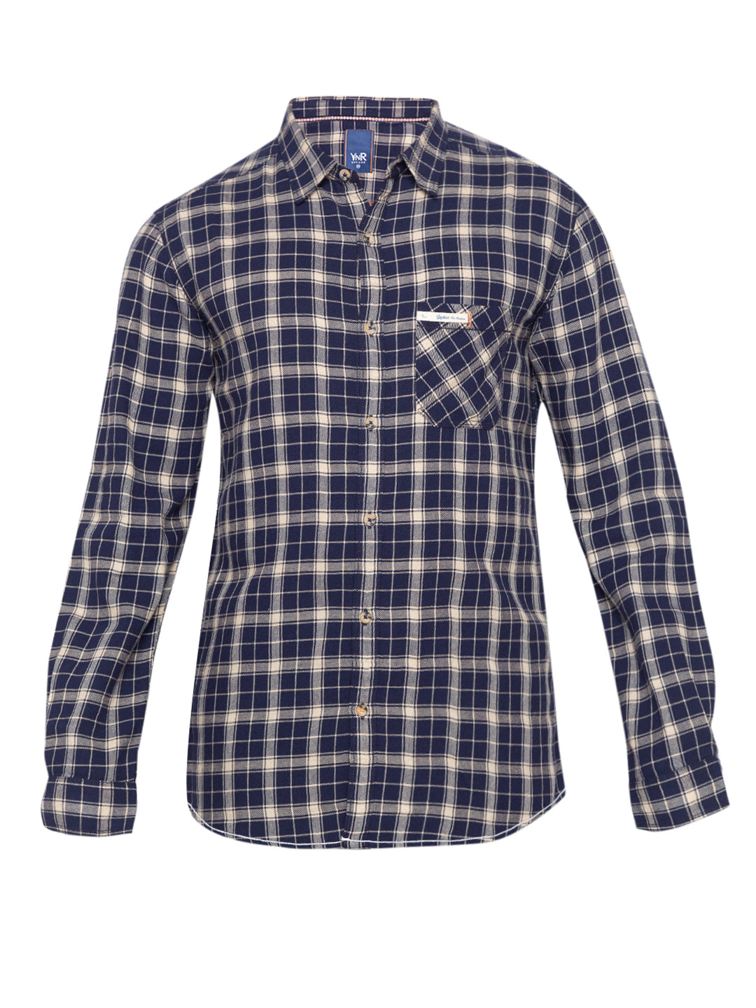 Spykar Men Navy Checked Slim Fit Casual Shirt