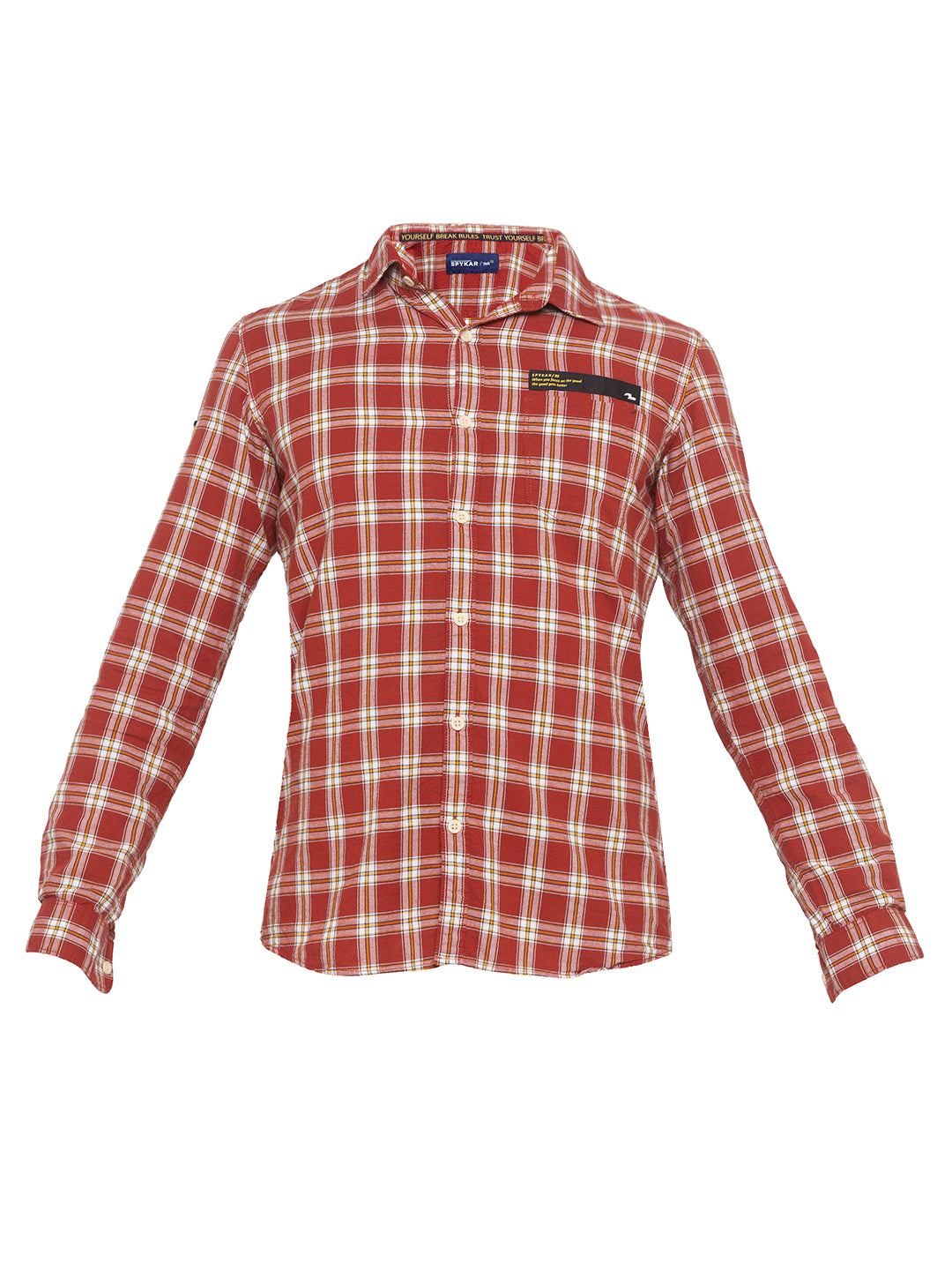 Spykar Men Brick Red Cotton Slim Fit Shirt