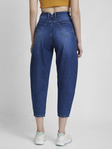 Spykar Women Mid Blue Cotton Baggy Fit Crop Length Clean Look Jeans -(Clara)