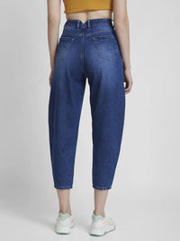 Spykar Women Mid Blue Cotton Baggy Fit Crop Length Clean Look Jeans -(Clara)