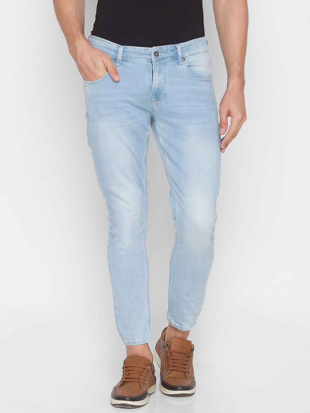 Spykar Men Blue Cotton Slim Fit Tapered Length Jeans (Kano)