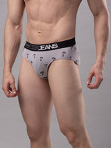 Men Premium Cotton Blend Grey Brief - (Pack Of 2)- Underjeans By Spykar