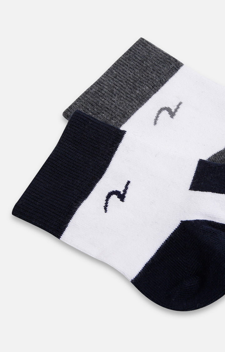 Spykar Grey & Navy Solid Ankle Length Socks