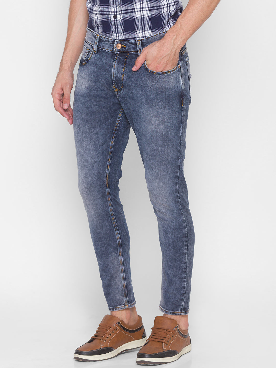 Spykar Men Blue Cotton Slim Fit Tapered Length Jeans (Kano)