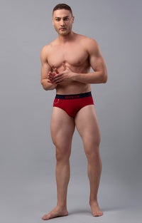 Maroon Cotton Brief For Men Premium- Underjeans By Spykar