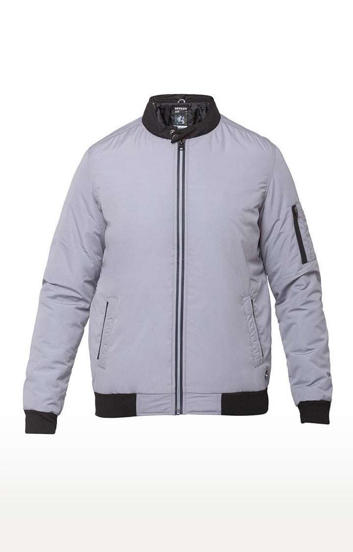 Spykar Men Lt Grey Polyester Straight Fit Jacket