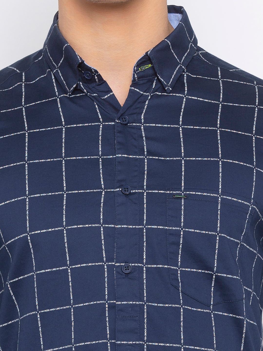 Spykar Slim Fit Men Navy Checked Casual Shirt