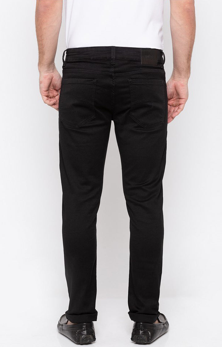 Spykar Men Black Cotton Super Slim Fit Tapered Length Jeans (Super Skinny)