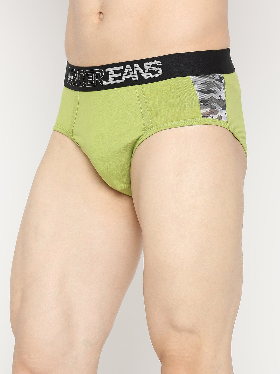 Underjeans By Spykar Men Premium Bright Green Cotton Blend Brief