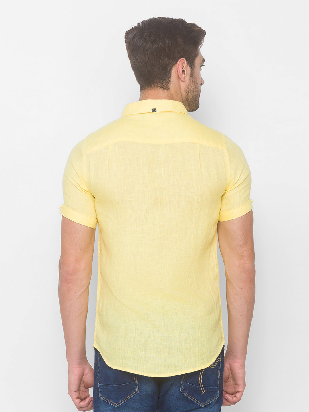 Spykar Sulphur Yellow Cotton Full Sleeve Casual Sweater For Men