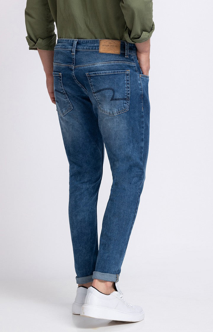 Spykar Men Mid Blue Cotton Slim Fit Tapered Length Jeans (Kano)