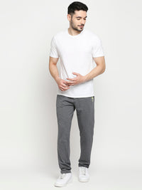 Men Premium Cotton Blend Knitted Charcoal Trackpant- Underjeans By Spykar