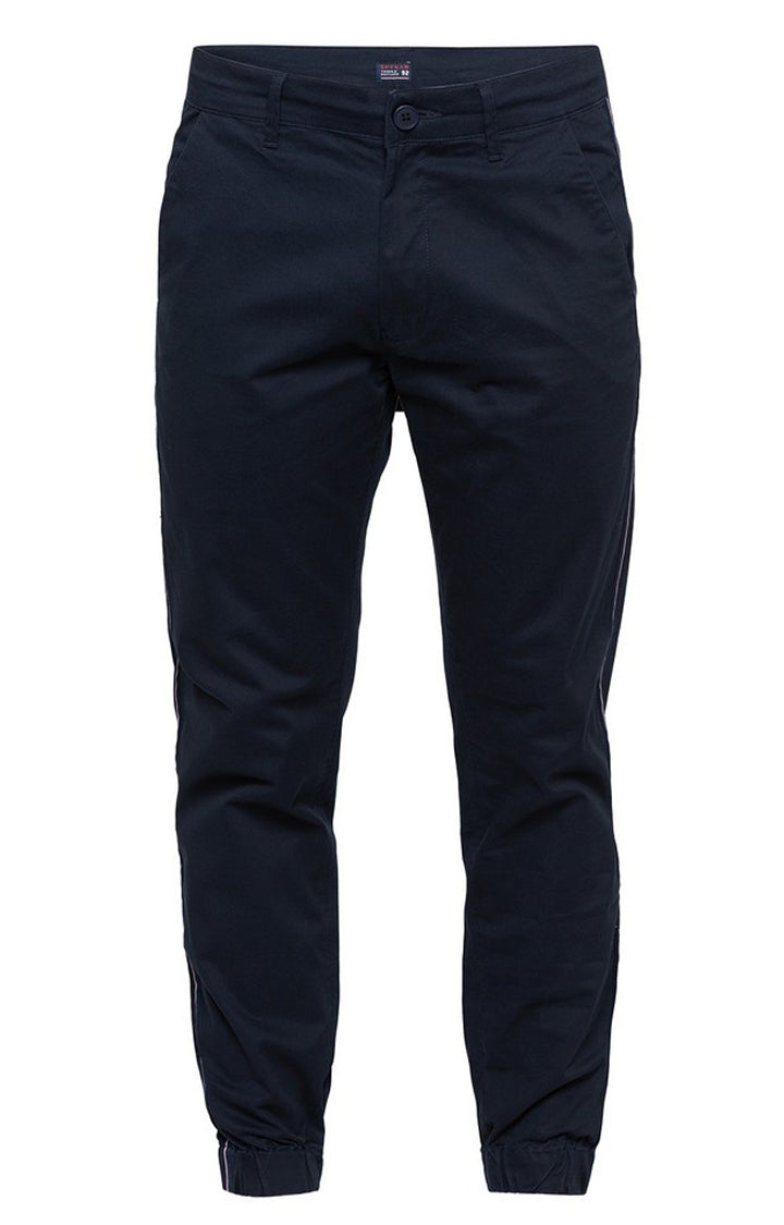 Spykar Men Blue Cotton Slim Fit Casual Trousers