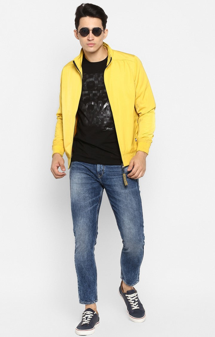 Spykar Men Yellow Solid Slim Fit Activewear Jacket