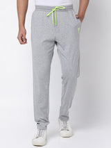 Men Premium Cotton Blend Knitted Grey Trackpant- Underjeans By Spykar