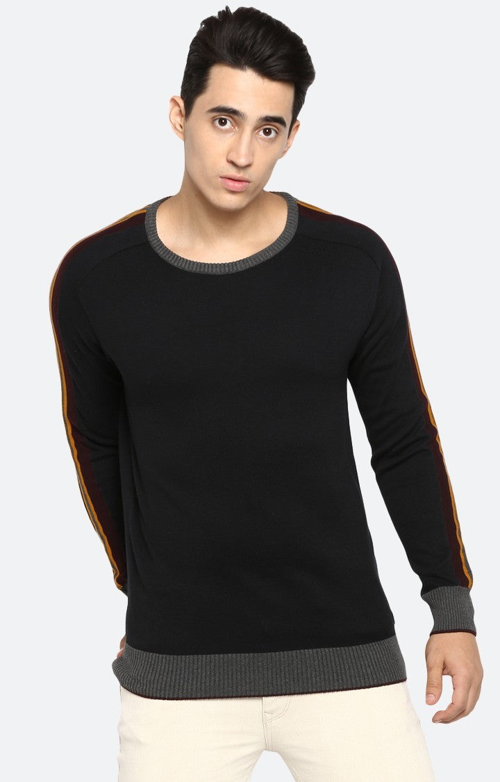 Spykar Men Black Cotton Slim Fit Round Neck T-Shirt