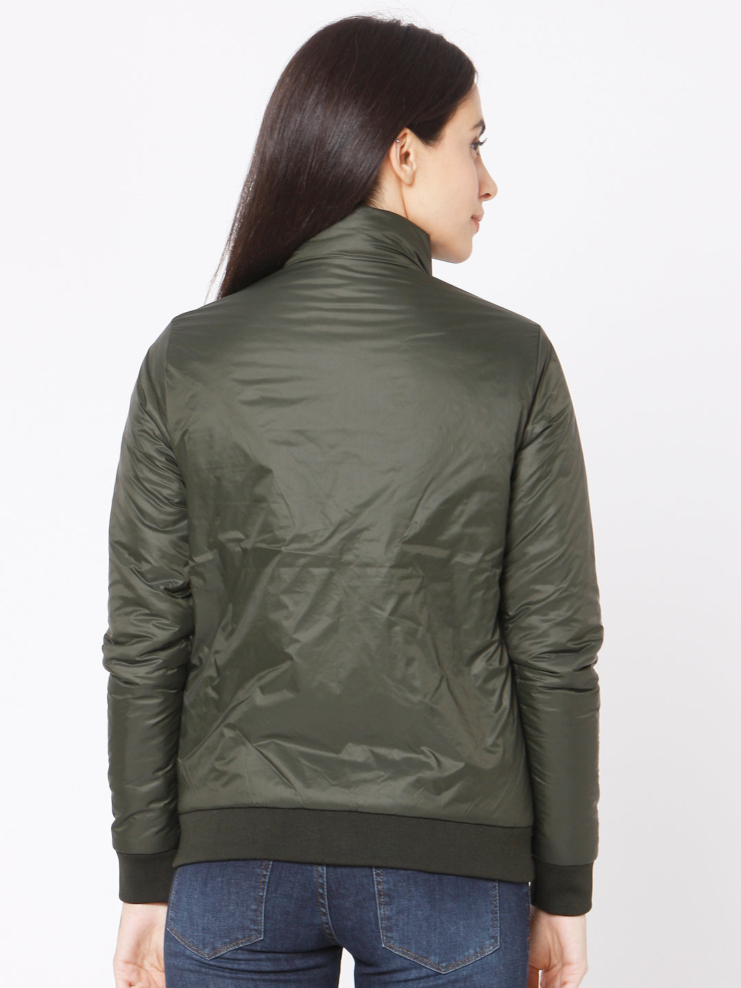 Spykar Green Olive Polyester Jacket For Women
