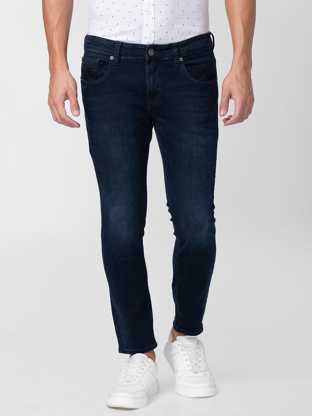 Spykar Men Dark Blue Cotton Slim Fit Tapered Length Jeans (Kano)