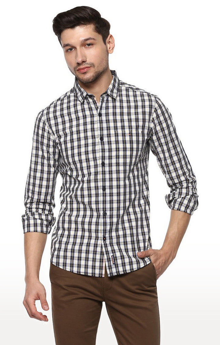 Spykar Men'S Black Cotton Checked Casual Shirts