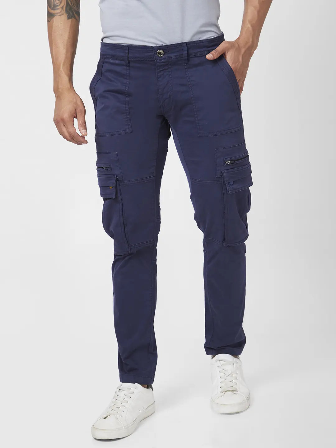 Mens slim fit tapered cargo pants hot sale