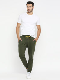Men Premium Cotton Blend Olive Trackpant - Underjeans By Spykar