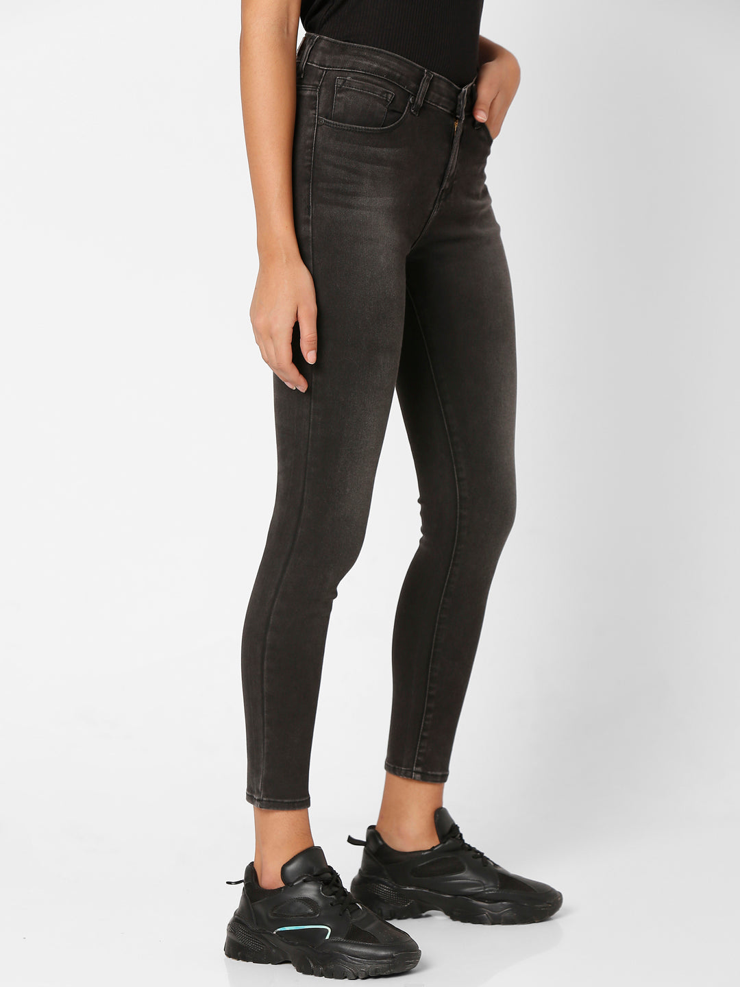 Spykar Women Black Cotton Skinny Fit Regular Length Jeans - (Adora)