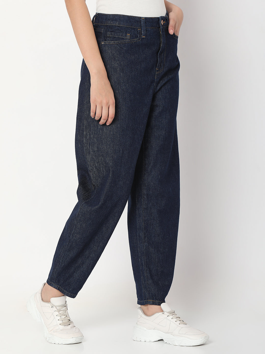 Spykar Raw Cotton Baggy Fit Crop Length Jeans For Women (Clara)