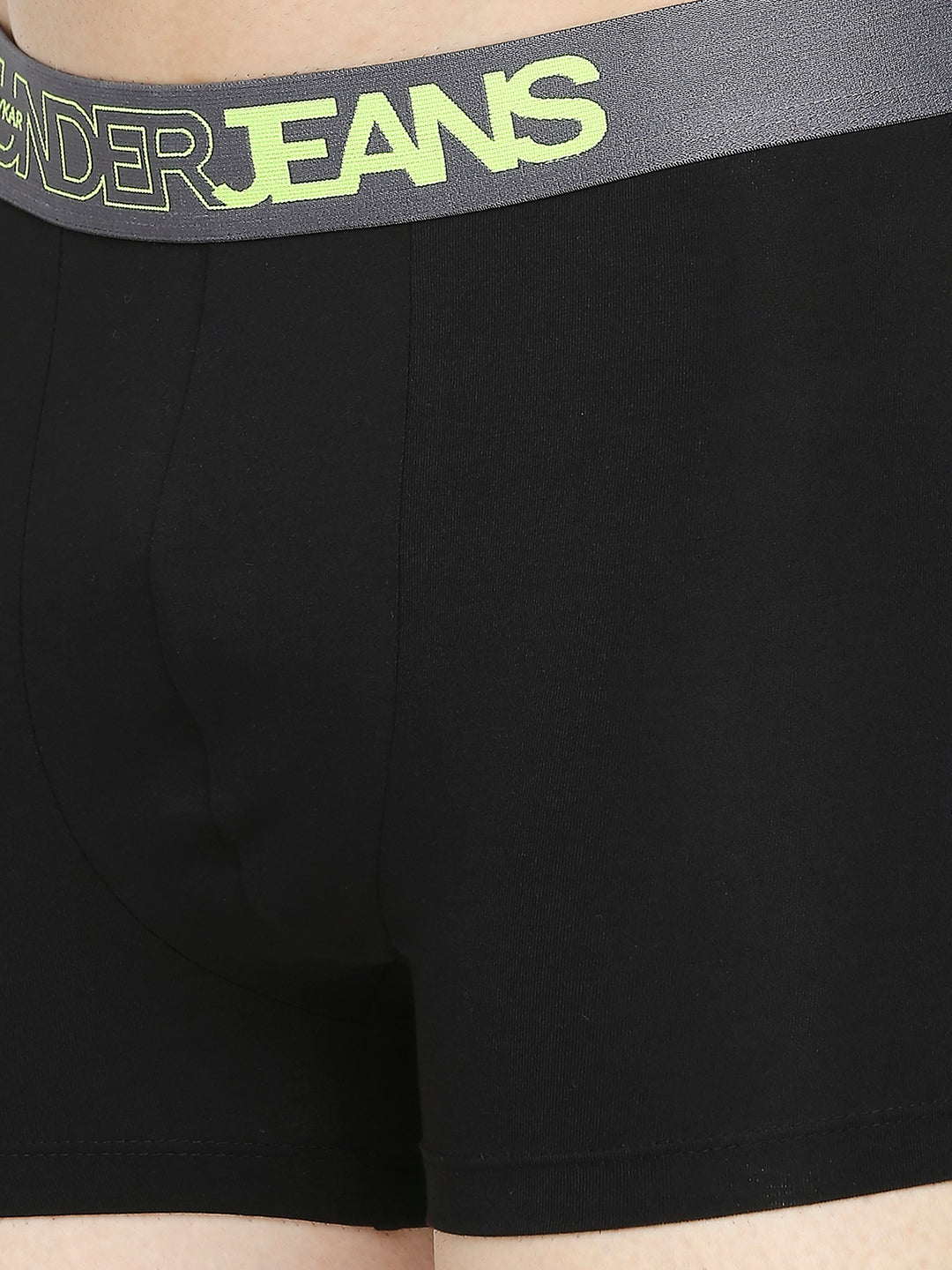 Men Premium Yellow & Black Cotton Blend Trunk - Pack Of 2- Underjeans By Spykar