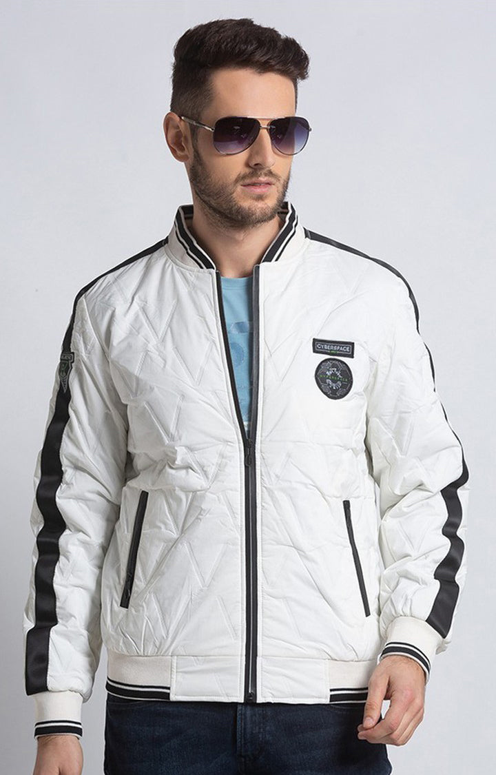 Spykar Men White Polyester Straight Fit Jacket