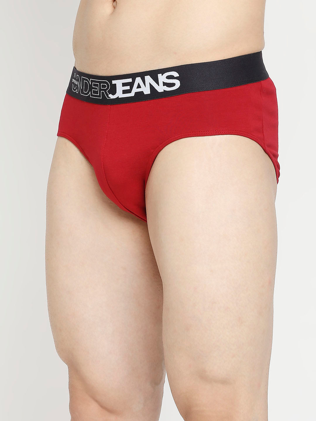 Men Premium Black & Maroon Cotton Blend Brief - Pack Of 2- Underjeans By Spykar