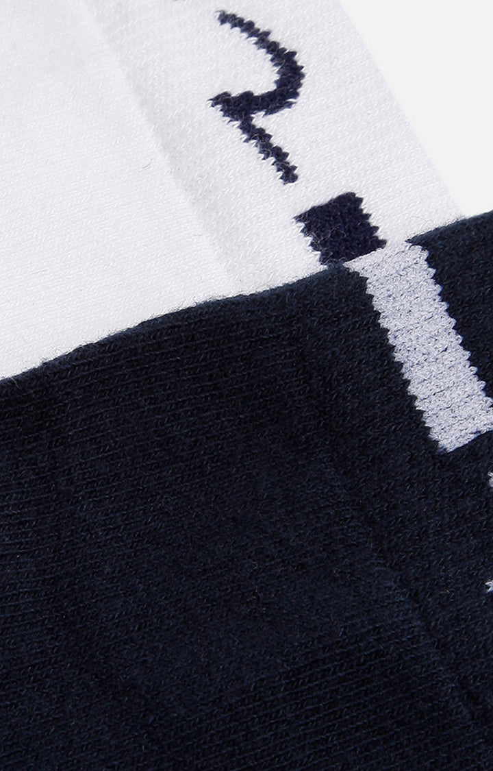 Spykar Navy & White Solid Ankle Length Socks