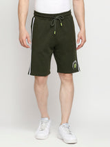 Men Premium Cotton Blend Knitted Rifle Green Shorts - Underjeans By Spykar
