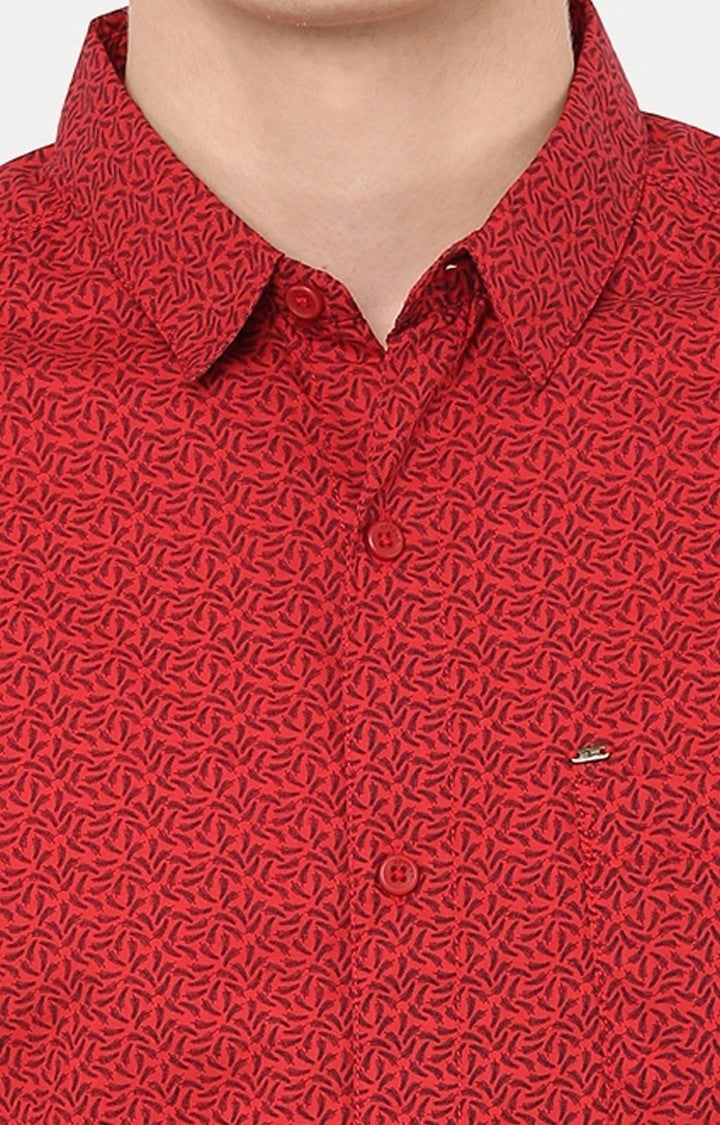 Spykar Men'S Red Cotton Printed Casual Shirts