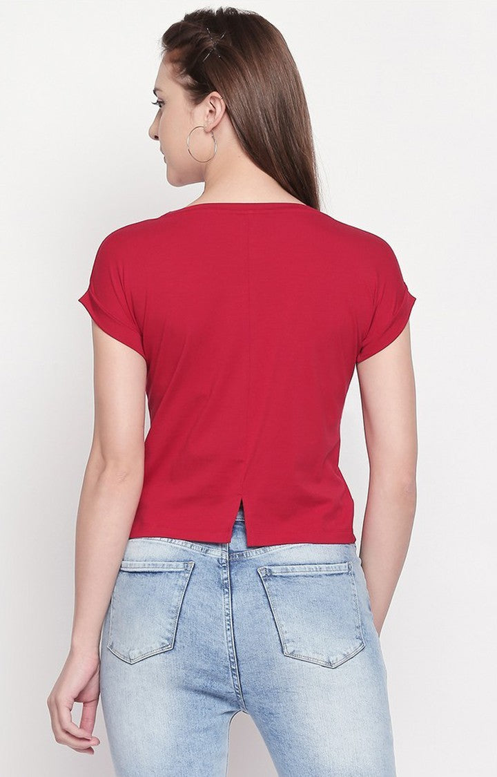 Spykar Red Solid Slim Fit T-Shirt