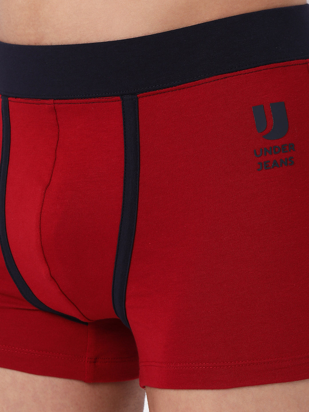 Men Premium Cotton Blend Maroon Trunk- Underjeans By Spykar