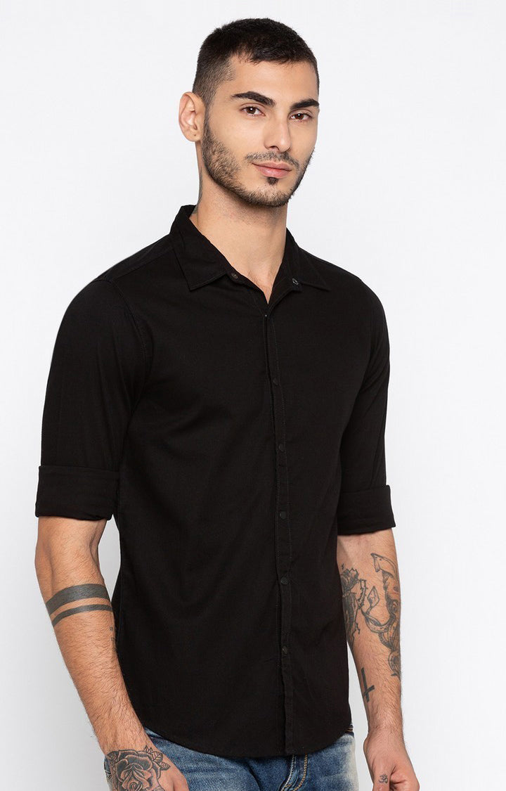 Spykar Men'S Black Cotton Solid Casual Shirts