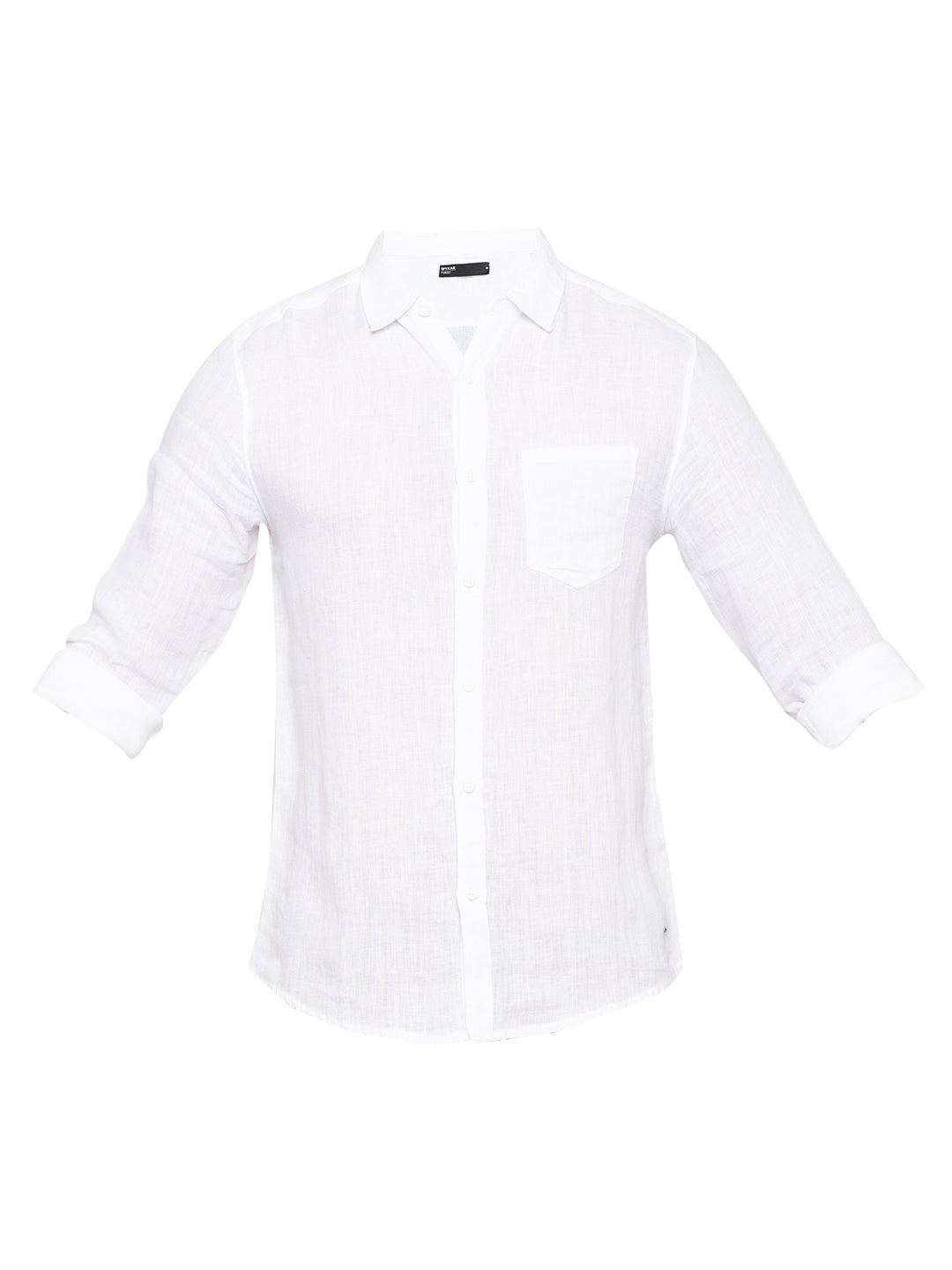 Spykar Men White Solid Slim Fit Casual Shirt