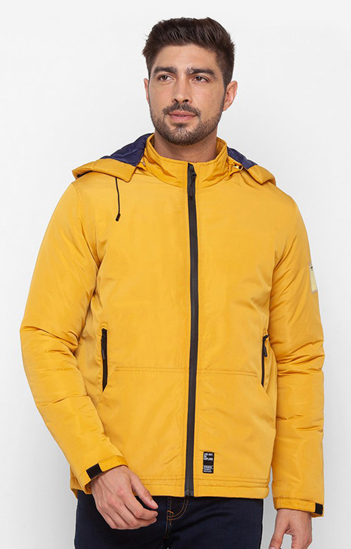 Spykar Chrome Yellow Polyester Full Sleeve Casual Jacket For Men